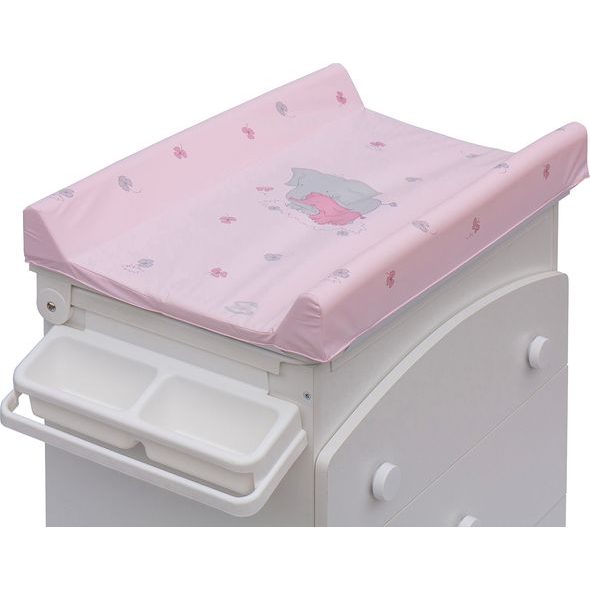 SCARLETT PŘEBALOVACÍ KOMODA S VANIČKOU VELA BÍLÁ S PŘEBALOVACÍ PODLOŽKOU SLON RŮŽOVÁ - PŘEBALOVACÍ KOMODY - PŘEBALOVÁNÍ