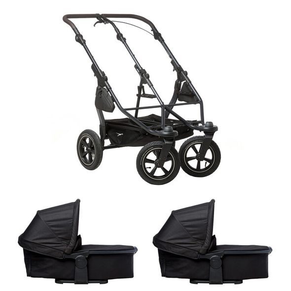 TFK TFK SET DUO2 FRAME 2025 - AIR WHEEL + CARRYCOT BLACK - KOČÁRKY PRO DVOJČATA - KOČÁRKY A PŘÍSLUŠENSTVÍ