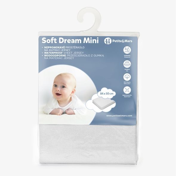 PETITE&MARS NAPÍNACÍ PROSTĚRADLO NEPROMOKAVÉ DO MALÉ POSTÝLKY SOFT DREAM MINI 84 X 50 WHITE - PROSTĚRADLA - SPINKÁNÍ