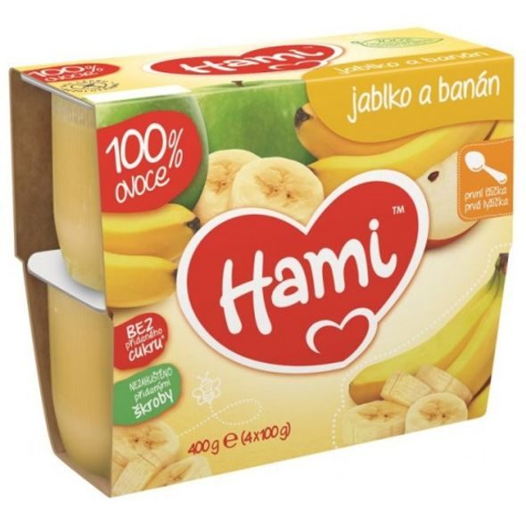 HAMI OVOCNÝ PŘÍKRM 100% OVOCE JABLKO A BANÁN 400G - OVOCE/DEZERTY - KRMENÍ