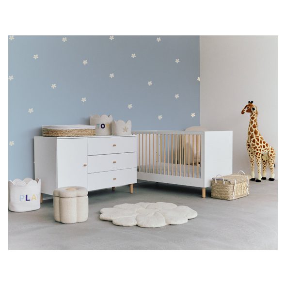 CHILDHOME KOŠ NA HRAČKY KVĚTINA OFF WHITE 30X30X30 CM - BOXY NA HRAČKY - SPINKÁNÍ