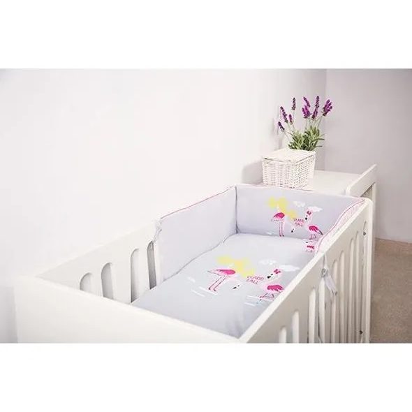 KLUPŚ SOUPRAVA DO POSTÝLKY 3-DÍLNÁ FLAMINGO FAMILY GREY - POVLEČENÍ DO POSTÝLKY - SPINKÁNÍ