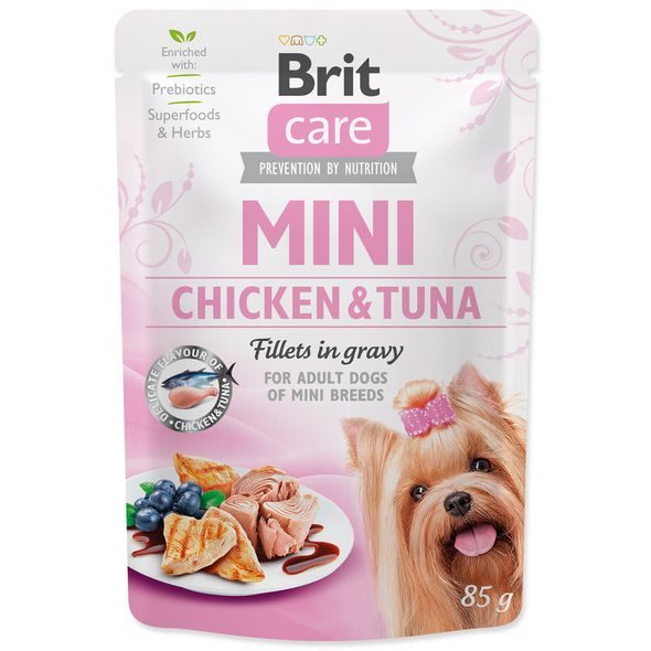 BRIT CARE MINI CHICKEN&TUNA FILLETS IN GRAVY 85 G - KAPSIČKY PRO PSY - CHOVATELSKÉ POTŘEBY MALVÍKZOO