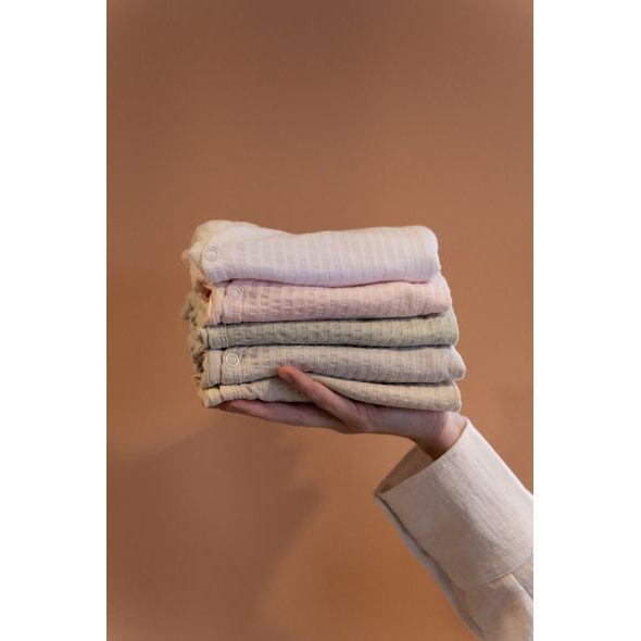 LODGER ROMPER LS SEERSUCKER BEIGE 62 - BODY - PRO DĚTI