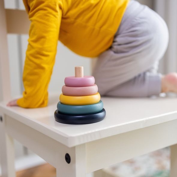 PETITE&MARS HRAČKA DŘEVĚNÁ SKLÁDACÍ ORBIT WOOD OF MARS 36M+ COSMIC BLUE - MOTORICKÉ A HRY - PRO DĚTI