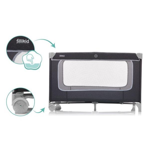 FILLIKID CESTOVNÍ POSTÝLKA PARIS DARKGREY MELANGE - CESTOVNÍ POSTÝLKY - SPINKÁNÍ