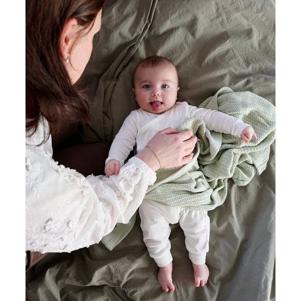 VINTER & BLOOM DEKA SOFT GRID ORGANIC TENDER GREEN - DĚTSKÉ DEKY PRO MIMINKA - SPINKÁNÍ