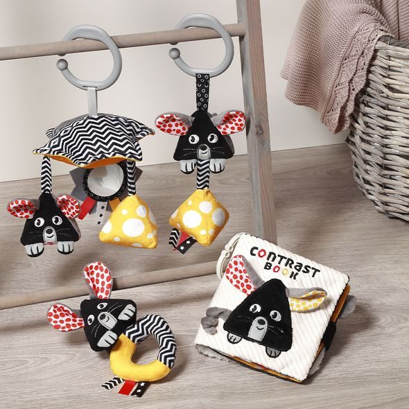 BABYONO HRAČKA ZÁVĚSNÁ KONTRASTNÍ NA C KROUŽKU MOUSE 0 M+ - HRAČKY K ZAVĚŠENÍ - PRO DĚTI