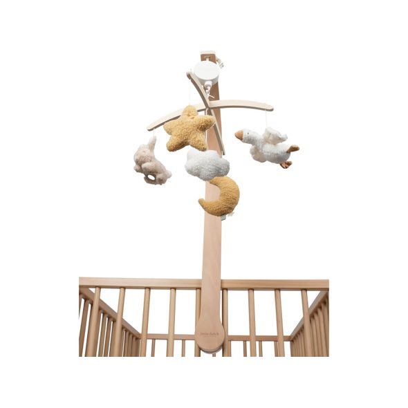 LITTLE DUTCH HUDEBNÍ KOLOTOČ DŘEVĚNÝ NEWBORN NATURALS - FARMA - PRO DĚTI