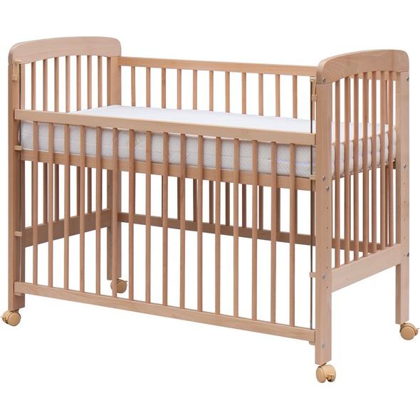 SCARLETT DĚTSKÁ POSTÝLKA SE STAHOVACÍM BOKEM MÍŠA (BUK) PŘÍRODNÍ 120X60CM - DŘEVĚNÉ POSTÝLKY - SPINKÁNÍ