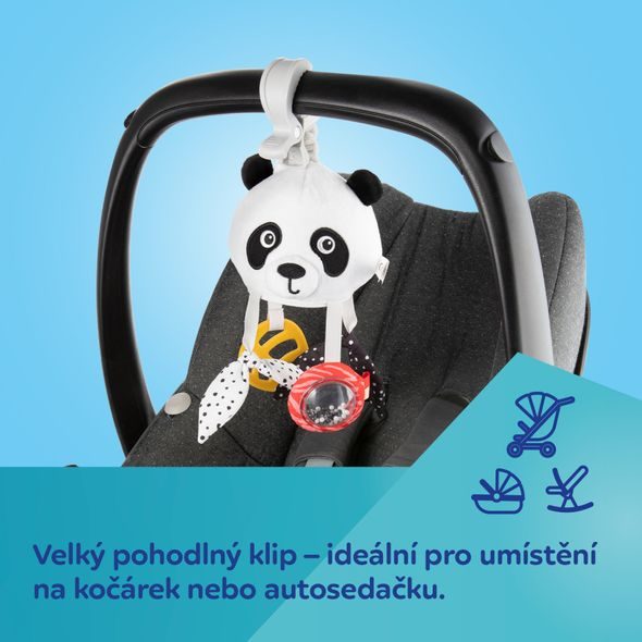CANPOL BABIES SENZORICKÁ ZÁVĚSNÁ CESTOVNÍ HRAČKA PANDA S KLIPEM BABIESBOO - HRAČKY K ZAVĚŠENÍ - PRO DĚTI