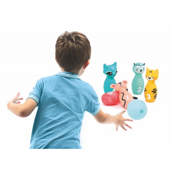LUDI BOWLING PRO NEJMENŠÍ ZVÍŘÁTKA S ČÍSLY - AKTIVNÍ HRAČKY - PRO DĚTI