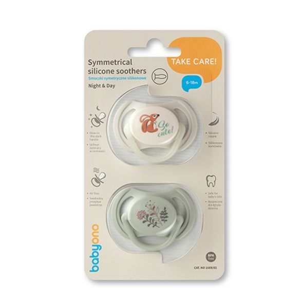 BABYONO DUDLÍKY SILIKONOVÉ SYMETRICKÉ 6-18M, 2 KS - ŠIDÍTKA A DOPLŇKY - KRMENÍ