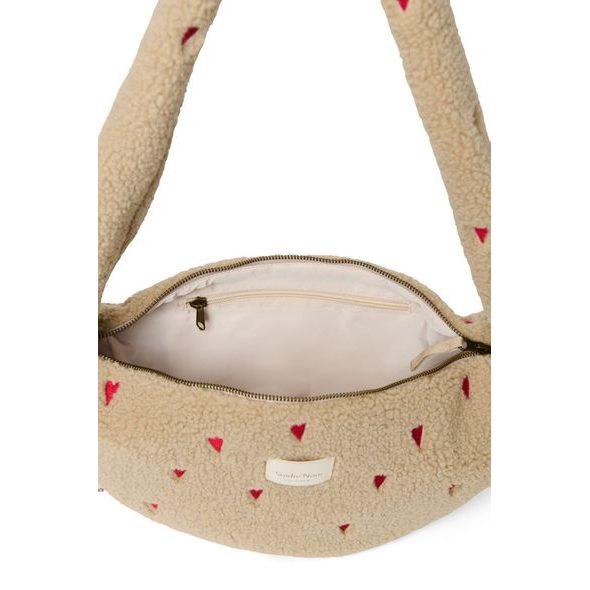 STUDIO NOOS TEDDY MINI CROSS BODY BAG ECRU HEARTS - ORGANIZÉRY A KOŠÍKY - KOČÁRKY A PŘÍSLUŠENSTVÍ