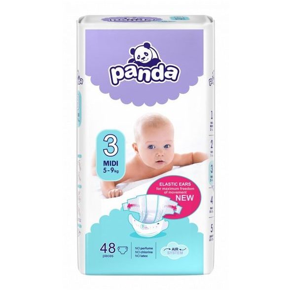 BELLA BABY PANDA 3 MIDI 5-9KG 48KS - JEDNORÁZOVÉ PLENY - PŘEBALOVÁNÍ