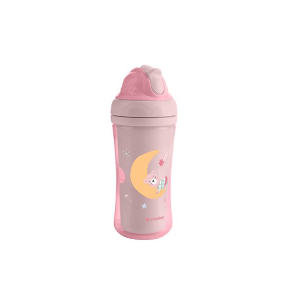 KIKKABOO HRNEK SE SILIKONOVÝM BRČKEM 220ML 8M+ MOONY ME PINK - DĚTSKÉ HRNEČKY - KRMENÍ