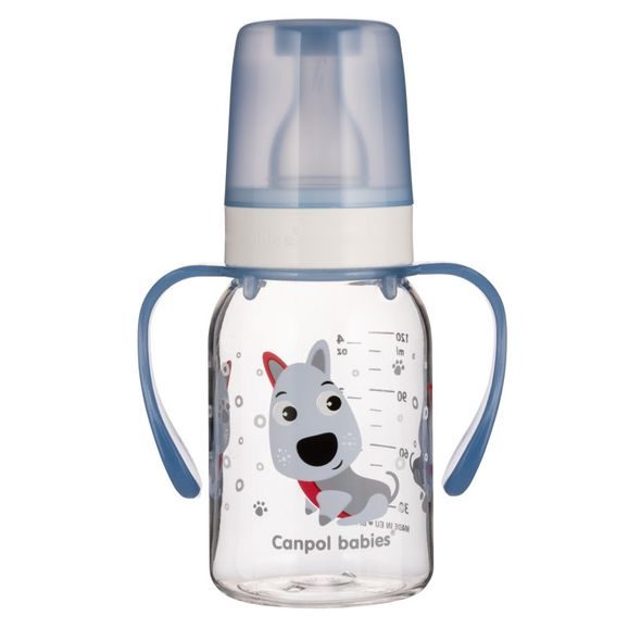 CANPOL BABIES LÁHEV S POTISKEM CUTE ANIMALS 120ML S ÚCHYTY - KOJENECKÉ LAHVE - KRMENÍ