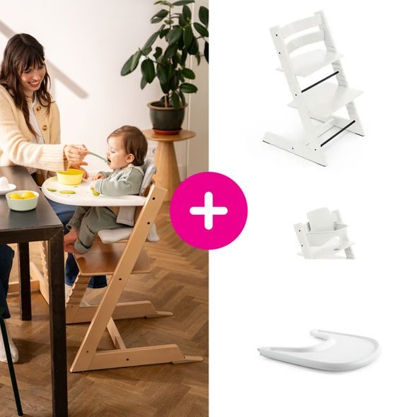 STOKKE® TRIPP TRAPP® + BABY SET + PULT ZVÝHODNĚNÁ SADA - JÍDELNÍ ŽIDLIČKY DŘEVĚNÉ - KRMENÍ