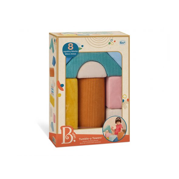B-TOYS TEXTILNÍ PĚNOVÉ TVARY TUMBLE-Y TOWERS - STAVEBNICE A PUZZLE - PRO DĚTI