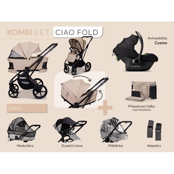 MOON CIAO FOLD KOMBI SET - SAND - TROJKOMBINACE - KOČÁRKY A PŘÍSLUŠENSTVÍ