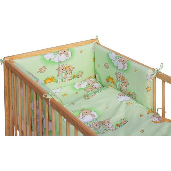 SCARLETT DĚTSKÁ POSTÝLKA S KOMPLETNÍ VÝBAVOU SCARLETT 120 X 60 CM - MRÁČEK - ZELENÁ - DŘEVĚNÉ POSTÝLKY - SPINKÁNÍ