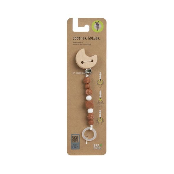 LÄSSIG SOOTHER HOLDER WOOD/SILICONE LITTLE UNIVERSE MOON RUST - ŠIDÍTKA A DOPLŇKY - KRMENÍ