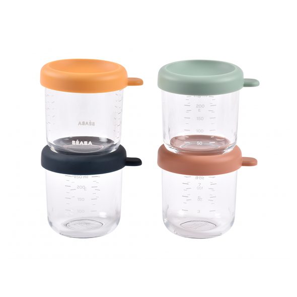 BEABA KELÍMKY NA JÍDLO SKLENĚNÉ 4X 250 ML SUNRISE - USKLADNĚNÍ JÍDLA - KRMENÍ