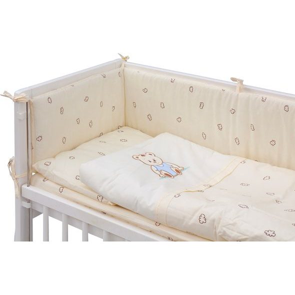 SCARLETT DĚTSKÁ POSTÝLKA BABY BÍLÁ S KOMPLETNÍ VÝBAVOU MÉĎA BÉŽOVÁ 90X41 CM - DŘEVĚNÉ POSTÝLKY - SPINKÁNÍ