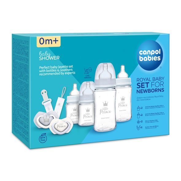CANPOL BABIES DÁRKOVÁ SADA PRO NOVOROZENCE ROYAL BABY MODRÁ - VÝHODNÉ SADY - KRMENÍ