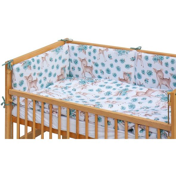 SCARLETT POSTÝLKA 120X60CM S KOMPLETNÍ VÝBAVOU SCARLETT SRNEČEK TYRKYSOVÁ - DŘEVĚNÉ POSTÝLKY - SPINKÁNÍ