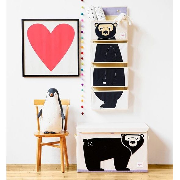 3 SPROUTS TRUHLA NA HRAČKY BEAR BLACK - BOXY NA HRAČKY - SPINKÁNÍ