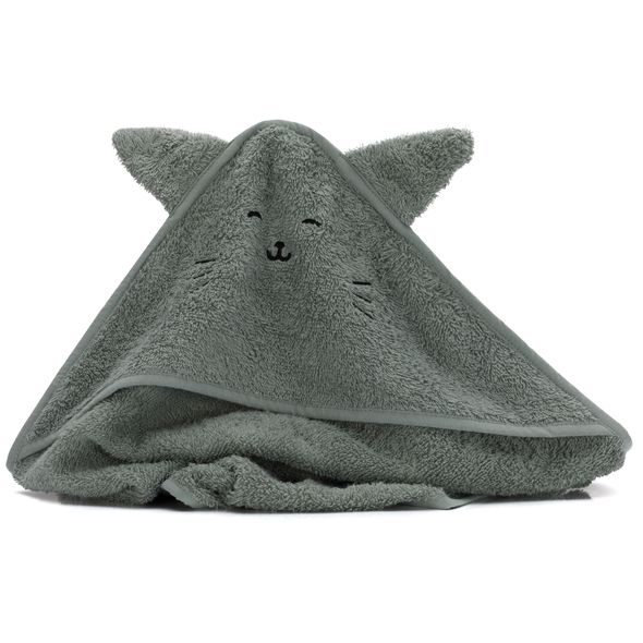 FILLIKID OSUŠKA S KAPUCÍ ANIMAL CAT GREEN 75X75CM - OSUŠKY A DĚTSKÉ ŽUPANY - KOUPÁNÍ A ZDRAVÍ