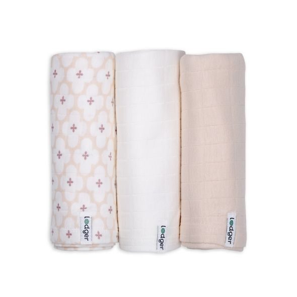LODGER SWADDLER SOLID MATCHA 3BALENÍ 70 X 70 CM POWDER - LÁTKOVÉ PLENY ALL IN ONE - PŘEBALOVÁNÍ