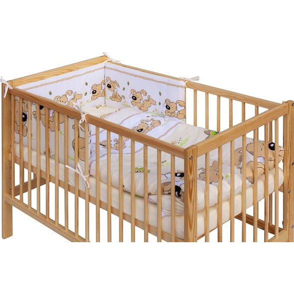 SCARLETT DĚTSKÁ POSTÝLKA S KOMPLETNÍ VÝBAVOU SCARLETT 120 X 60 CM - JAPY - BÉŽOVÁ - DŘEVĚNÉ POSTÝLKY - SPINKÁNÍ