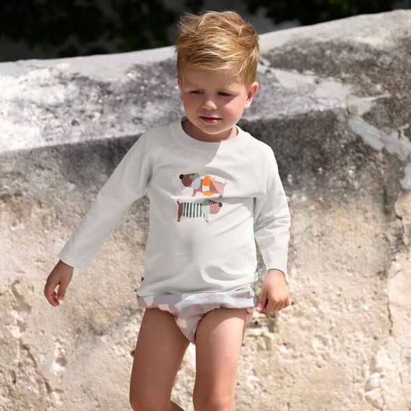 LÄSSIG PLENKOVÉ PLAVKY CHECKERBOARD STONE/SEA SALT 13-18 MĚSÍCŮ (VEL. 86) - UV OBLEČENÍ - PRO DĚTI