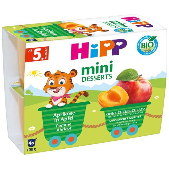 HIPP BIO JABLKA S MERUŇKAMI 4X100 G - OVOCE/DEZERTY - KRMENÍ