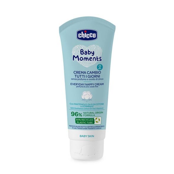 CHICCO KRÉM NA DĚTSKÝ ZADEČEK BABY MOMENTS BEZ PARFÉMU NA KAŽDÝ DEN 100ML, 0M+ - ŠAMPONY A KOSMETIKA - KOUPÁNÍ A ZDRAVÍ