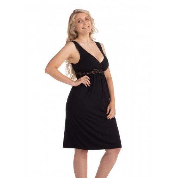 CARRIWELL TĚHOTENSKÁ A KOJICÍ NOČNÍ KOŠILKA ČERNÁ - OBLEČENÍ UMOŽŇUJÍCÍ KOJENÍ - PRO MAMINKY