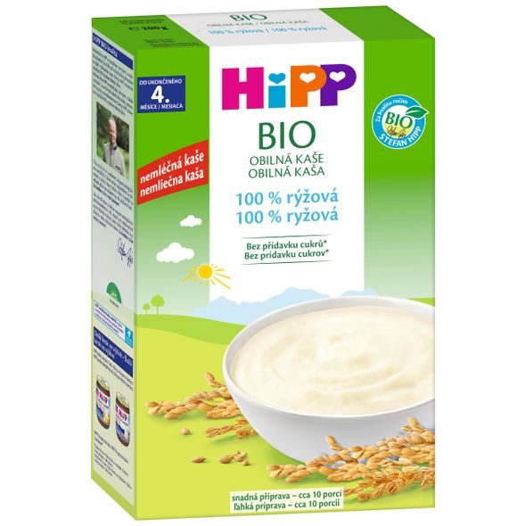 HIPP BIO OBILNÁ KAŠE 100% RÝŽOVÁ 200G - EXPIRACE 31.8.2026 - KAŠE - KRMENÍ