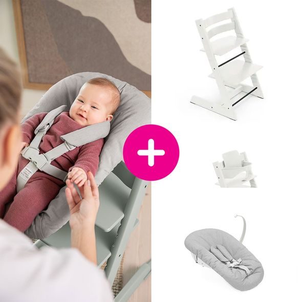 STOKKE® TRIPP TRAPP® + NOVOROZENECKÁ SADA + BABY SET ZVÝHODNĚNÁ SADA - JÍDELNÍ ŽIDLIČKY DŘEVĚNÉ - KRMENÍ