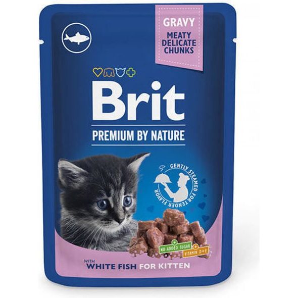 BRIT PREMIUM CAT POUCHES WHITE FISH FOR KITTEN 100G - KAPSIČKY PRO KOČKY - CHOVATELSKÉ POTŘEBY MALVÍKZOO