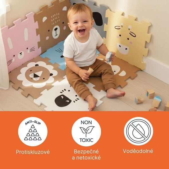 ZOPA PĚNOVÁ PODLOŽKA PUZZLE 30X30 CM 9KS - HRACÍ PODLOŽKY NA ZEM - SPINKÁNÍ