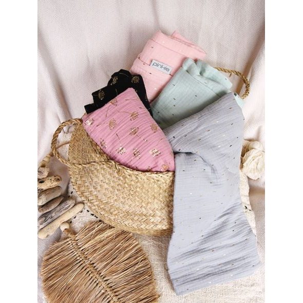 PINKIE LETNÍ DEKA PINKIE MUSLIN GREY - DĚTSKÉ DEKY PRO MIMINKA - SPINKÁNÍ