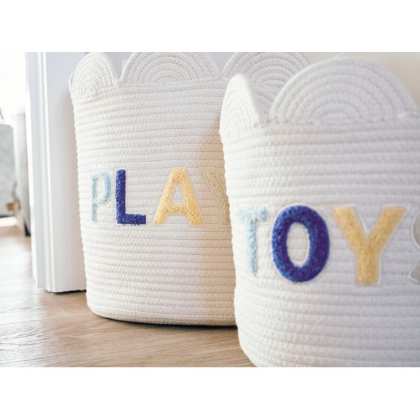 CHILDHOME KOŠ NA HRAČKY KVĚTINA OFF WHITE 30X30X30 CM - BOXY NA HRAČKY - SPINKÁNÍ