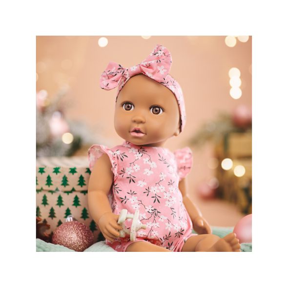 LULLA BABY PANENKA 35 CM V OVERALU S ČELENKOU FLORAL PINK - PANENKY - PRO DĚTI