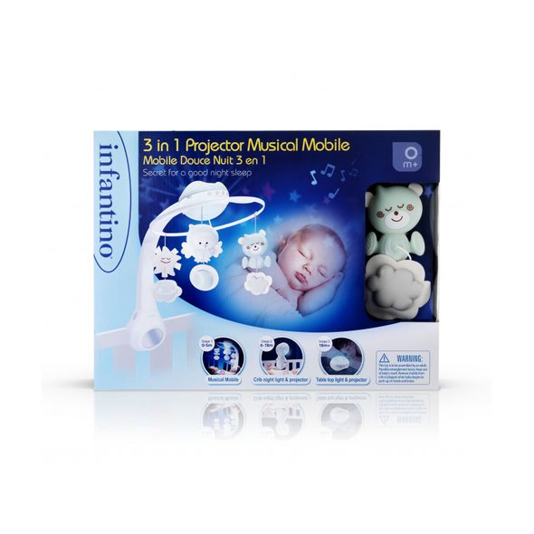 INFANTINO HUDEBNÍ KOLOTOČ S PROJEKCÍ 3V1 SAGE - KOLOTOČE NA POSTÝLKU - PRO DĚTI