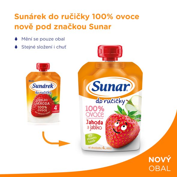 SUNAR DO RUČIČKY JAHODA, JABLKO 100G - KAPSIČKY - KRMENÍ