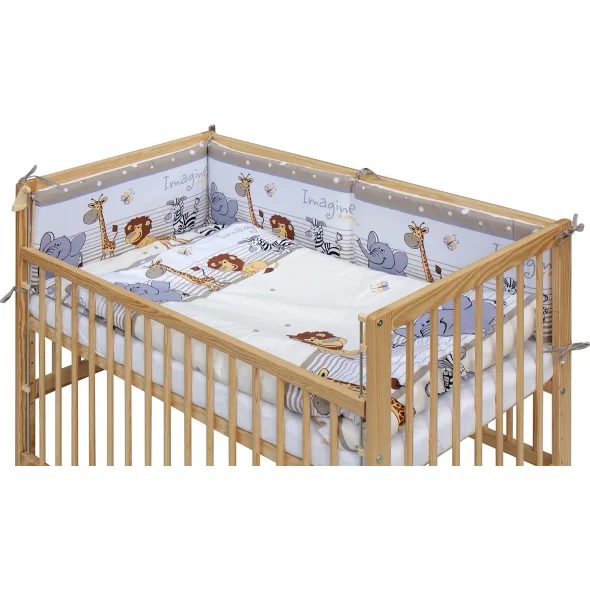 SCARLETT DĚTSKÁ POSTÝLKA S KOMPLETNÍ VÝBAVOU ZOO 120 X 60 CM BÉŽOVÁ - DŘEVĚNÉ POSTÝLKY - SPINKÁNÍ