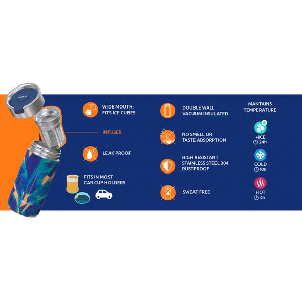 QUOKKA NEREZOVÝ TERMOHRNEK SE SÍTKEM BOOST APRICOT ORANGE 400 ML - TERMOOBALY A TERMOSKY - KRMENÍ