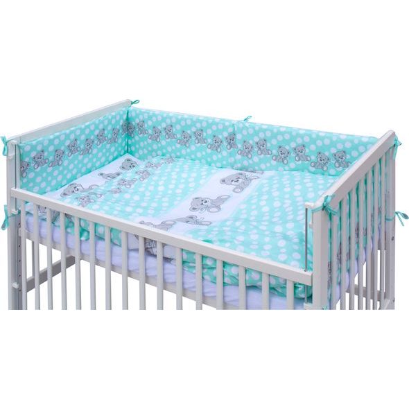 SCARLETT DĚTSKÁ POSTÝLKA S KOMPLETNÍ VÝBAVOU SCARLETT 120X60CM KUBA TYRKYSOVÁ - DŘEVĚNÉ POSTÝLKY - SPINKÁNÍ